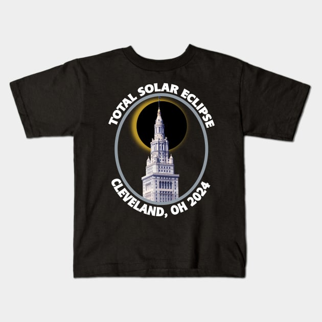 Cleveland Ohio 2024 Total Solar Eclipse Path of Totality Kids T-Shirt by DesignFunk